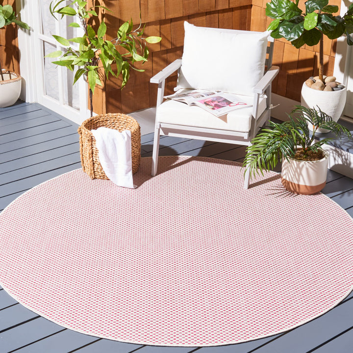 SAFAVIEH Outdoor CY8521-53812 Courtyard Ivory / Pink Rug Image 2