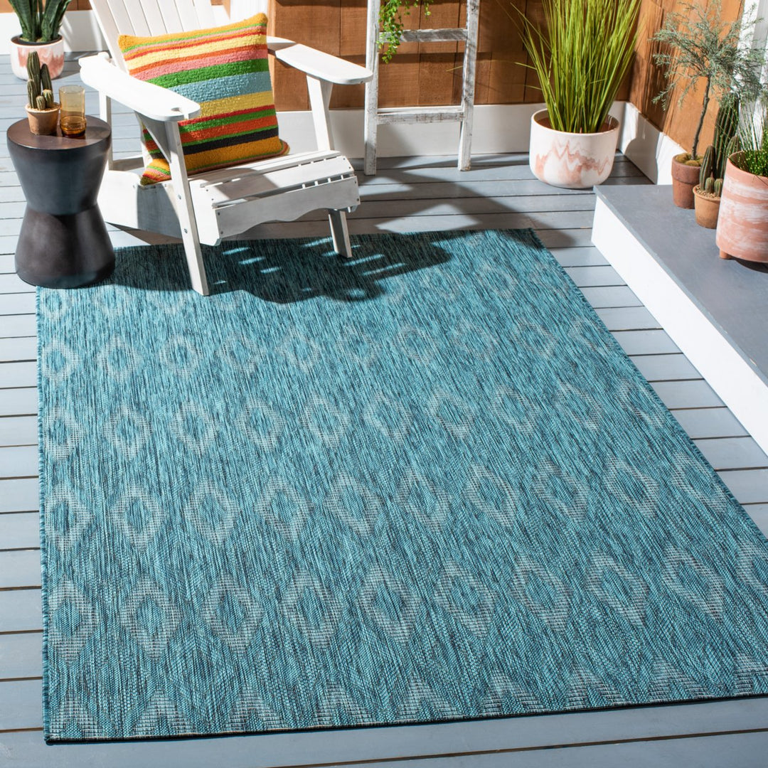 SAFAVIEH Outdoor CY8522-37222 Courtyard Turquoise / Blue Rug Image 1