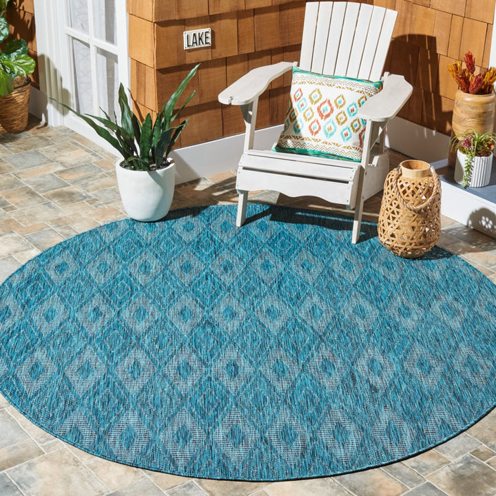 SAFAVIEH Outdoor CY8522-37222 Courtyard Turquoise / Blue Rug Image 2