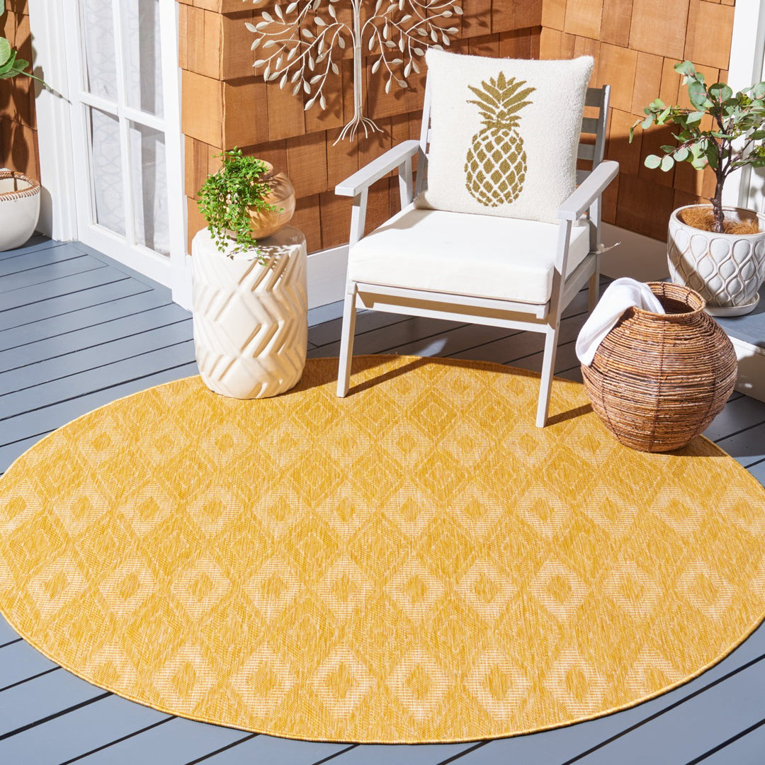 SAFAVIEH Outdoor CY8522-56022 Courtyard Collection Gold Rug Image 2