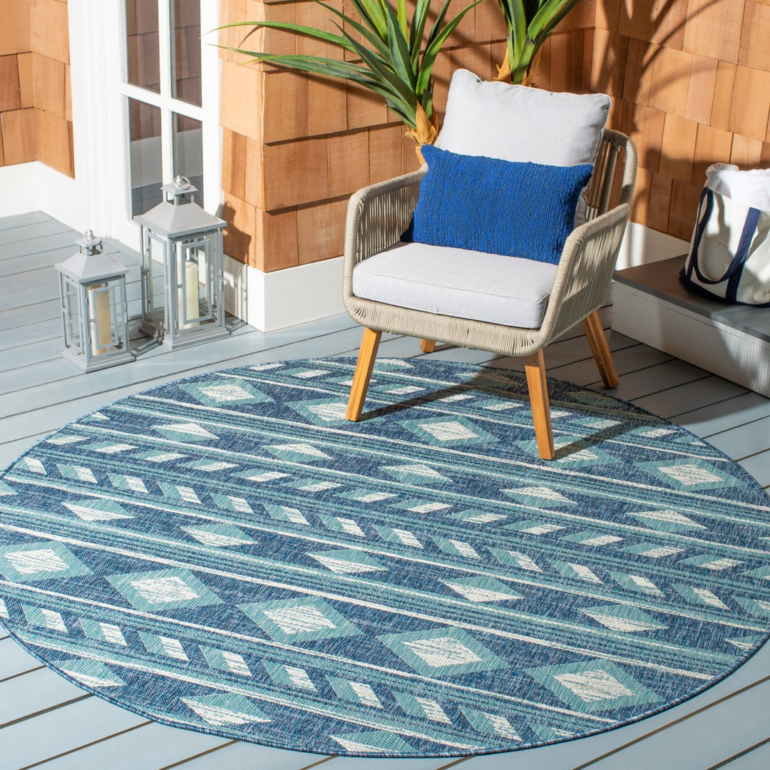 SAFAVIEH Outdoor CY8529-39421 Courtyard Navy / Aqua Rug Image 1