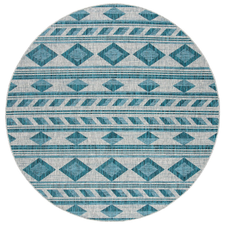 SAFAVIEH Outdoor CY8529-37212 Courtyard Grey / Teal Rug Image 1