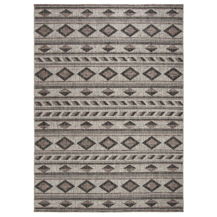 SAFAVIEH Outdoor CY8529-37612 Courtyard Grey / Black Rug Image 1