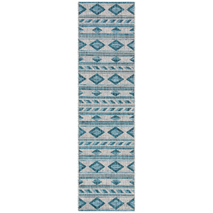 SAFAVIEH Outdoor CY8529-37212 Courtyard Grey / Teal Rug Image 1