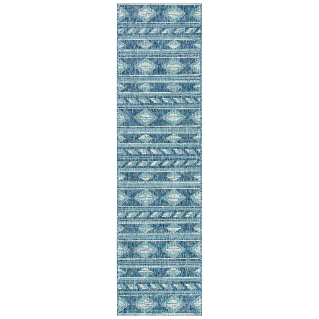 SAFAVIEH Outdoor CY8529-39421 Courtyard Navy / Aqua Rug Image 1