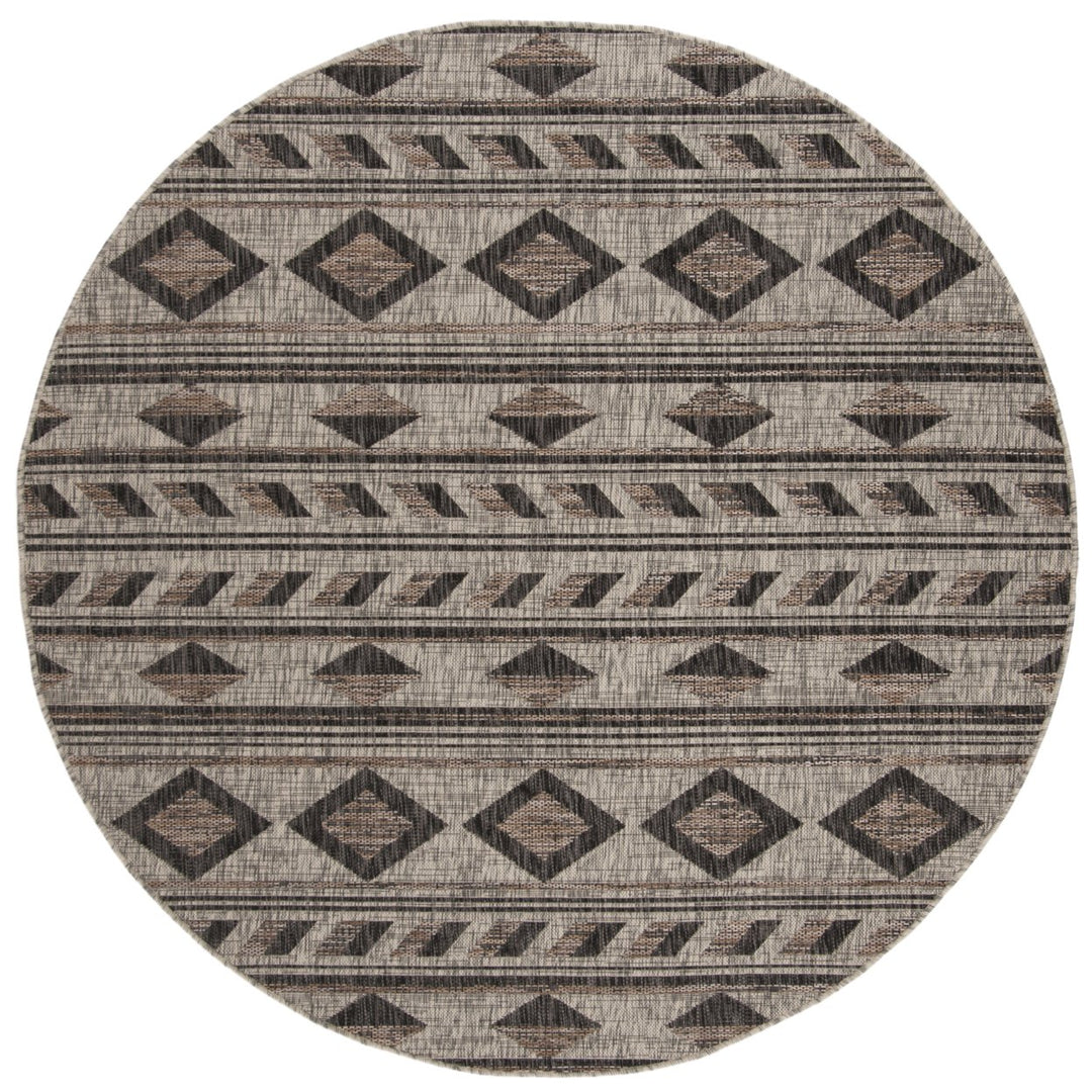 SAFAVIEH Outdoor CY8529-37612 Courtyard Grey / Black Rug Image 1