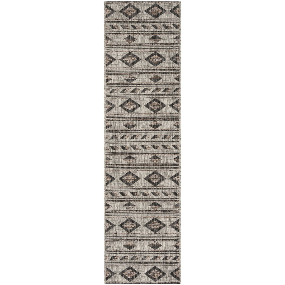 SAFAVIEH Outdoor CY8529-37612 Courtyard Grey / Black Rug Image 1