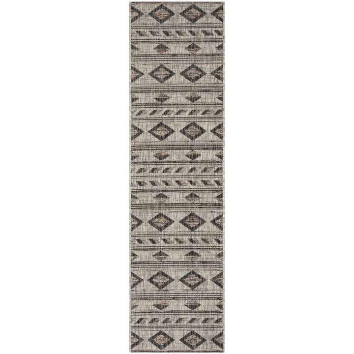 SAFAVIEH Outdoor CY8529-37612 Courtyard Grey / Black Rug Image 1