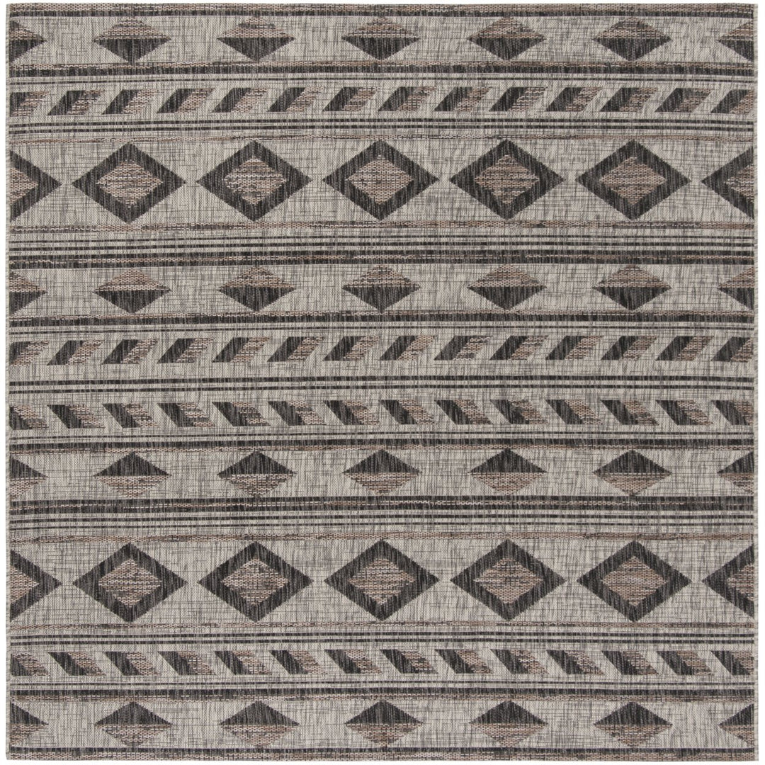 SAFAVIEH Outdoor CY8529-37612 Courtyard Grey / Black Rug Image 1