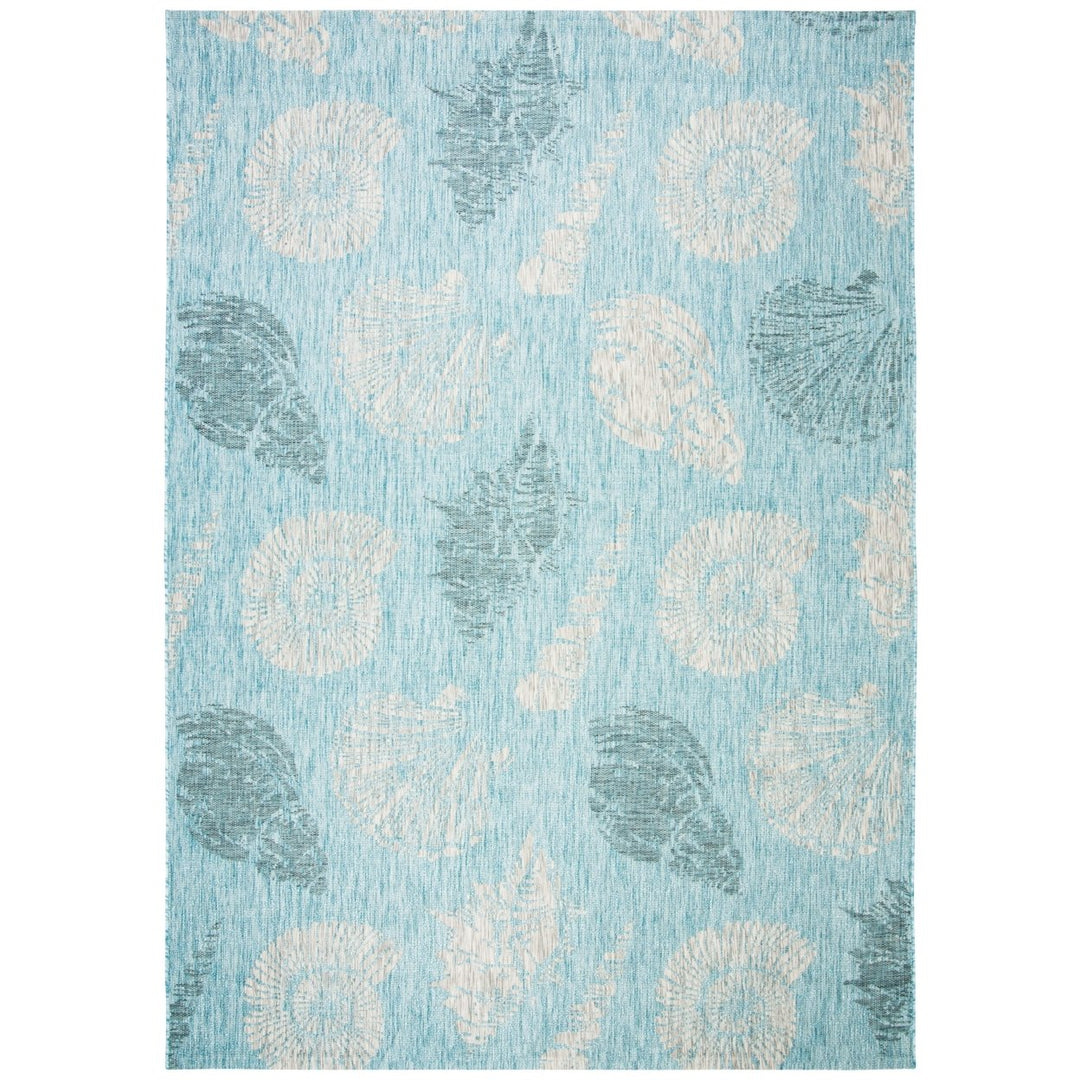 SAFAVIEH Outdoor CY8547-37121 Courtyard Aqua / Cream Rug Image 4