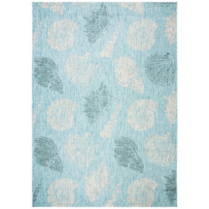 SAFAVIEH Outdoor CY8547-37121 Courtyard Aqua / Cream Rug Image 1