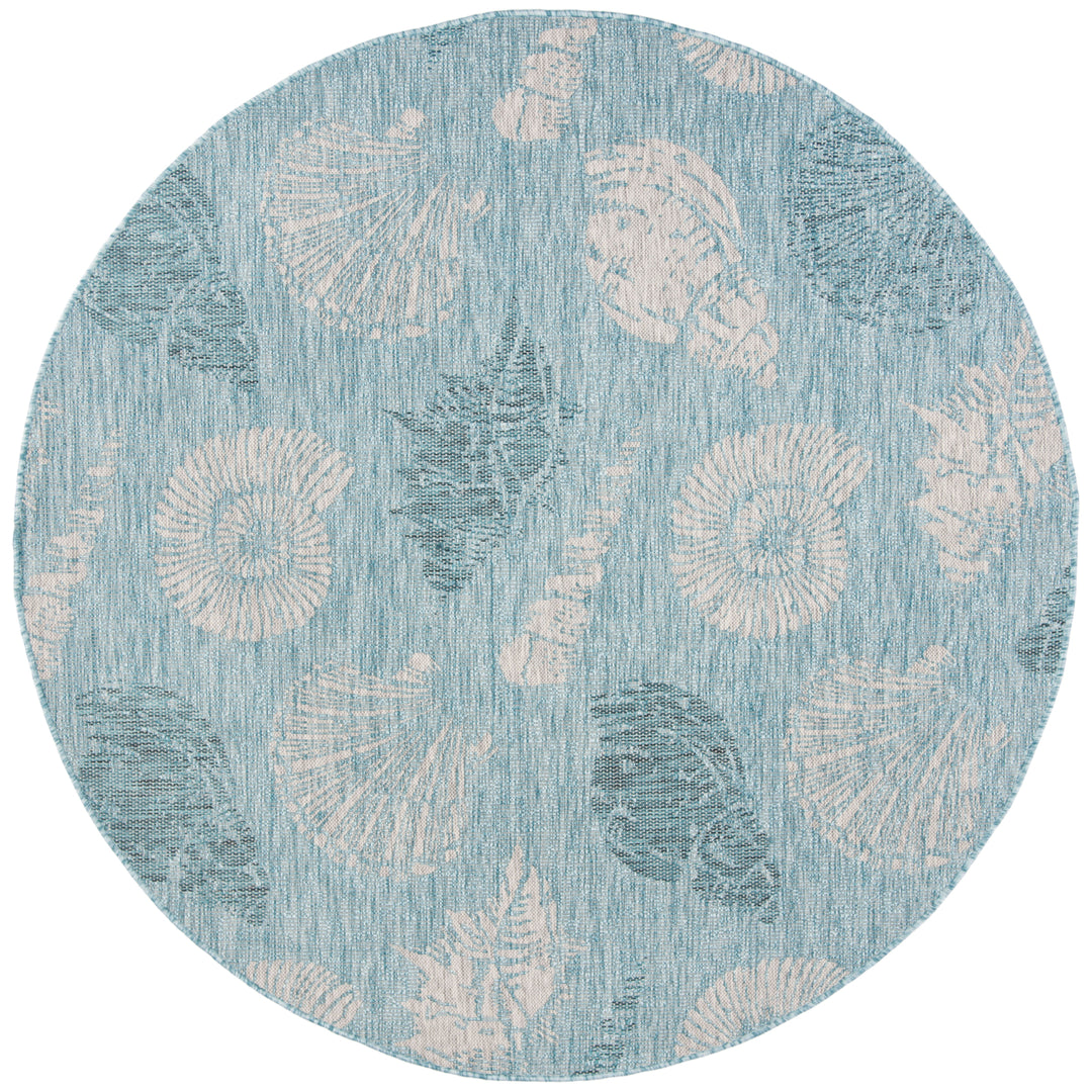 SAFAVIEH Outdoor CY8547-37121 Courtyard Aqua / Cream Rug Image 5