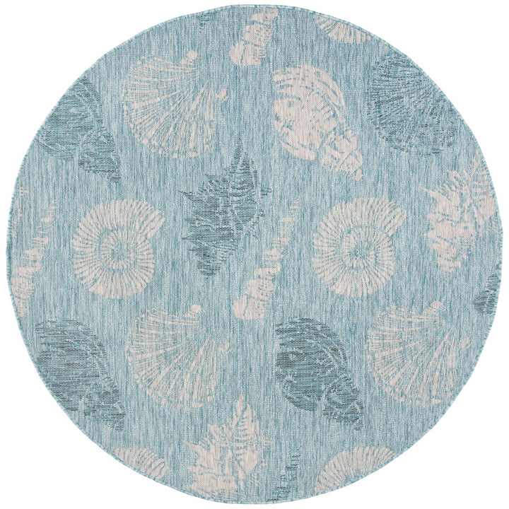 SAFAVIEH Outdoor CY8547-37121 Courtyard Aqua / Cream Rug Image 1