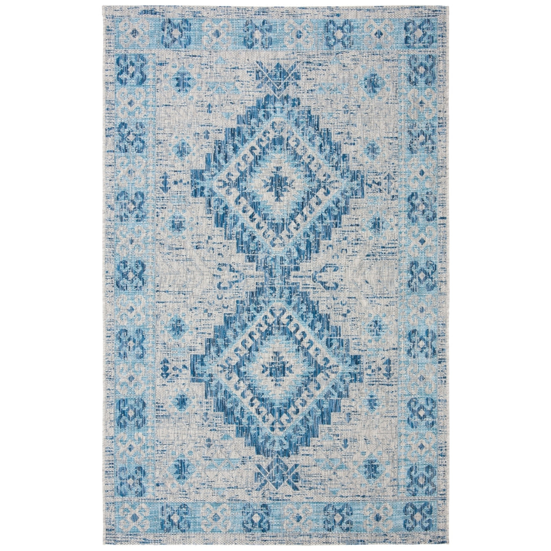 SAFAVIEH Outdoor CY8546-36812 Courtyard Light Grey / Blue Rug Image 3