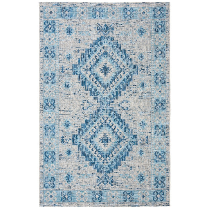 SAFAVIEH Outdoor CY8546-36812 Courtyard Light Grey / Blue Rug Image 1