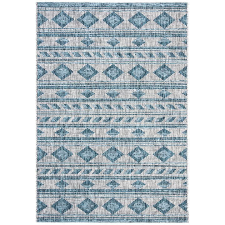 SAFAVIEH Outdoor CY8529-37212 Courtyard Grey / Teal Rug Image 1