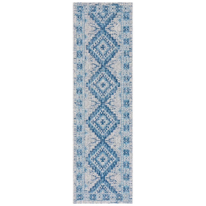 SAFAVIEH Outdoor CY8546-36812 Courtyard Light Grey / Blue Rug Image 4