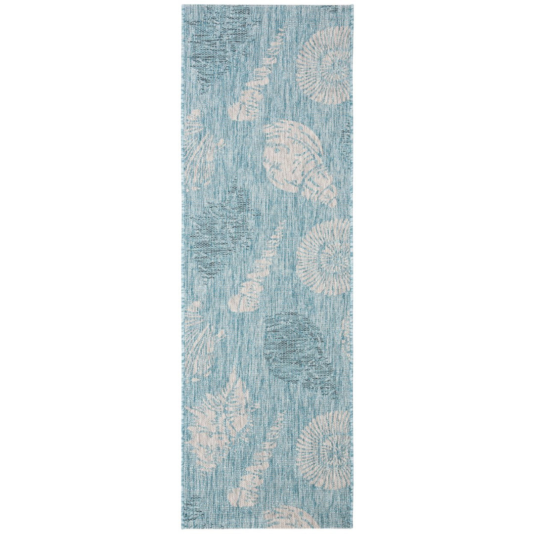 SAFAVIEH Outdoor CY8547-37121 Courtyard Aqua / Cream Rug Image 6