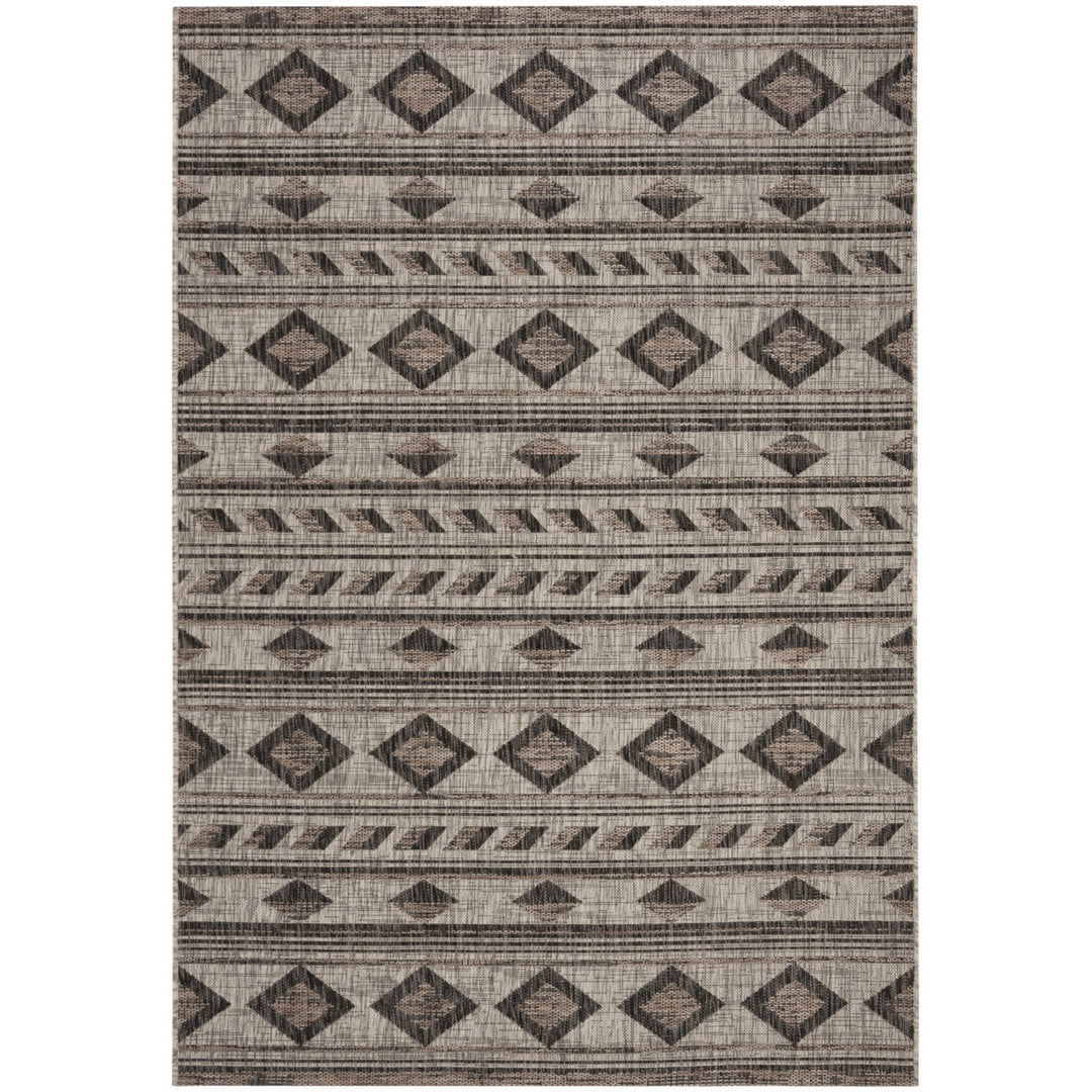 SAFAVIEH Outdoor CY8529-37612 Courtyard Grey / Black Rug Image 1