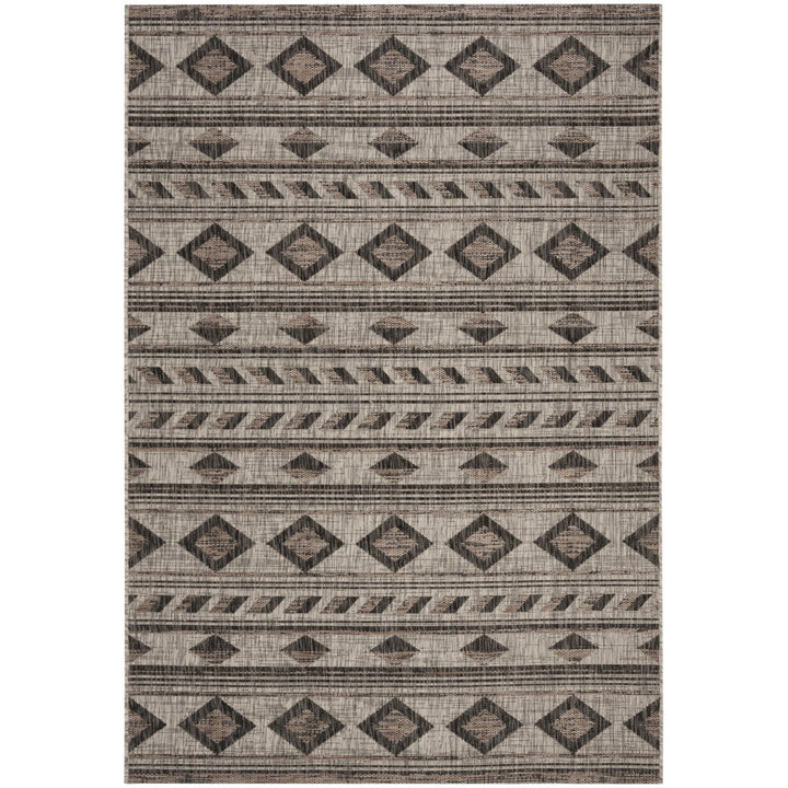 SAFAVIEH Outdoor CY8529-37612 Courtyard Grey / Black Rug Image 1