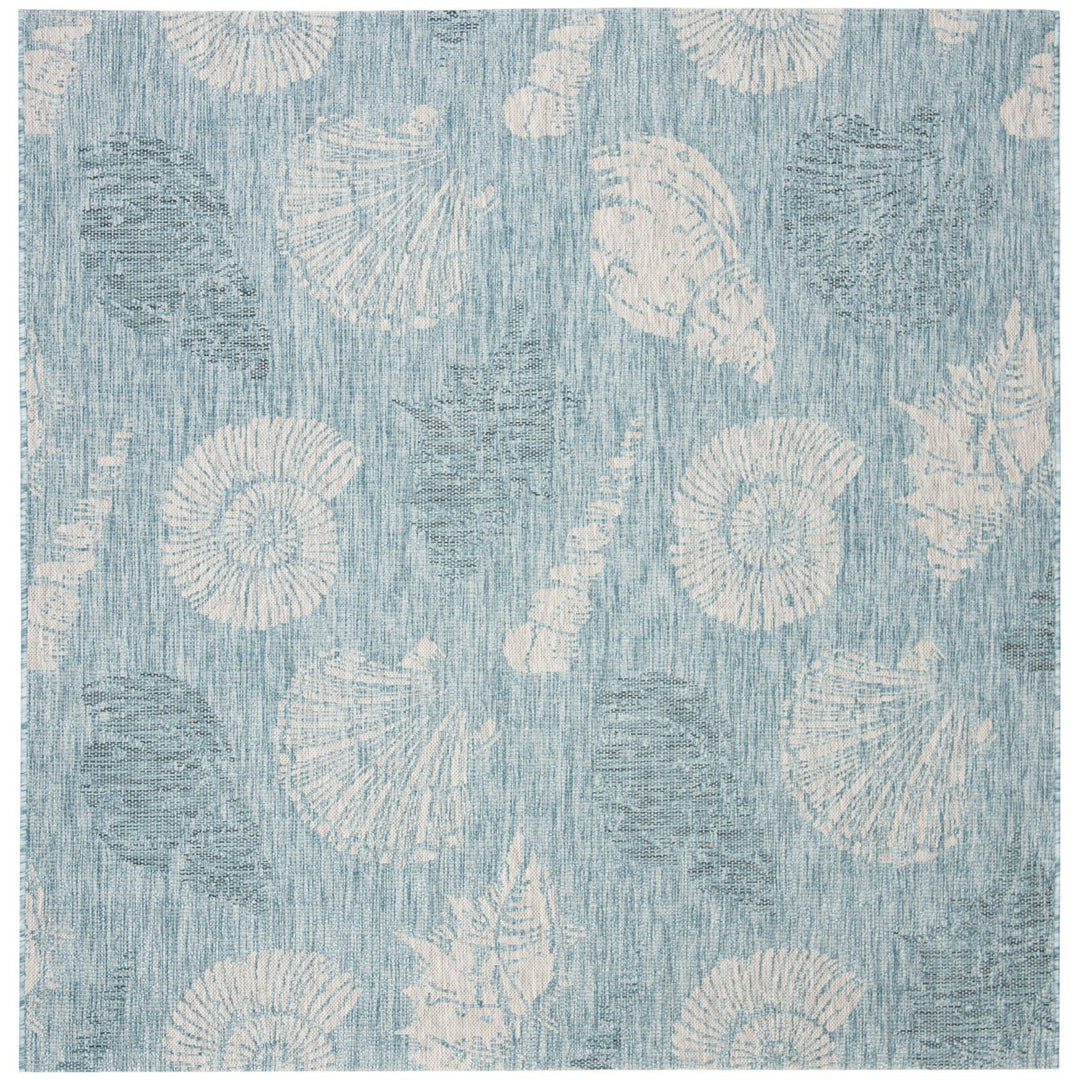 SAFAVIEH Outdoor CY8547-37121 Courtyard Aqua / Cream Rug Image 1