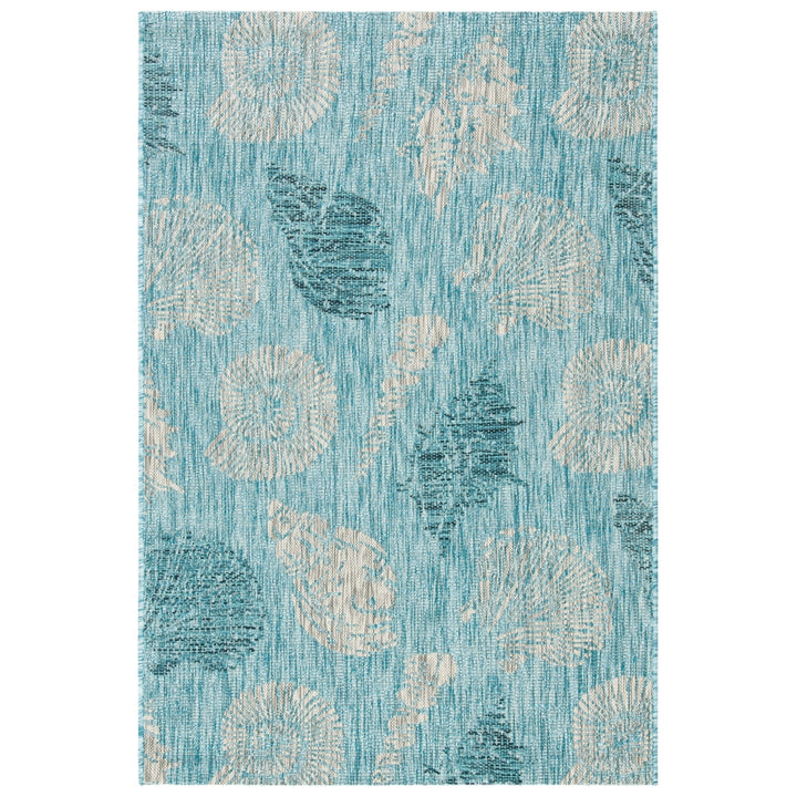 SAFAVIEH Outdoor CY8547-37121 Courtyard Aqua / Cream Rug Image 10