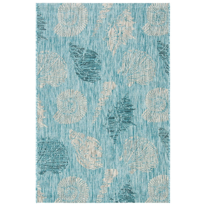 SAFAVIEH Outdoor CY8547-37121 Courtyard Aqua / Cream Rug Image 1