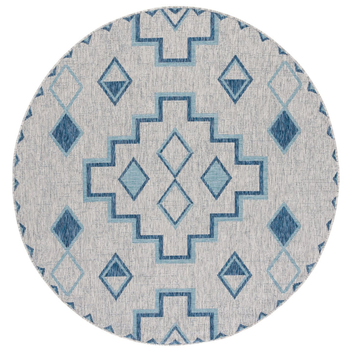 SAFAVIEH Outdoor CY8533-36812 Courtyard Grey / Aqua Rug Image 1