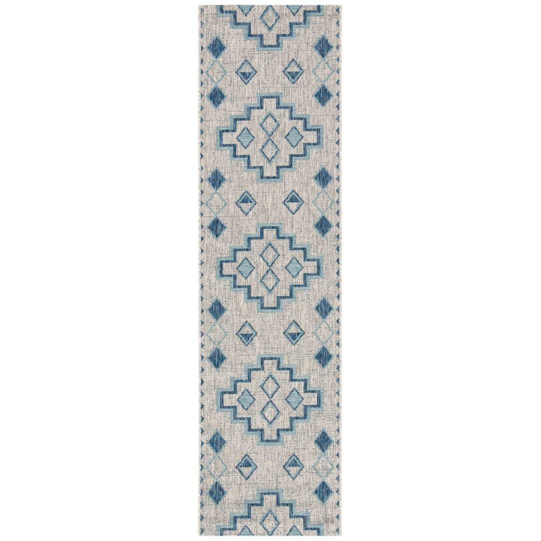 SAFAVIEH Outdoor CY8533-36812 Courtyard Grey / Aqua Rug Image 1