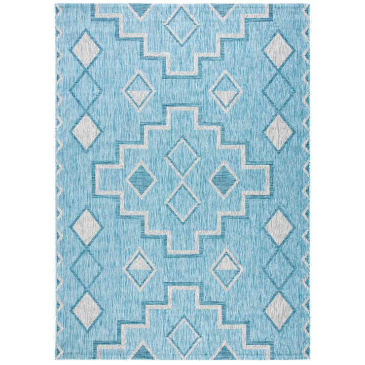 SAFAVIEH Outdoor CY8533-37121 Courtyard Aqua / Grey Rug Image 1