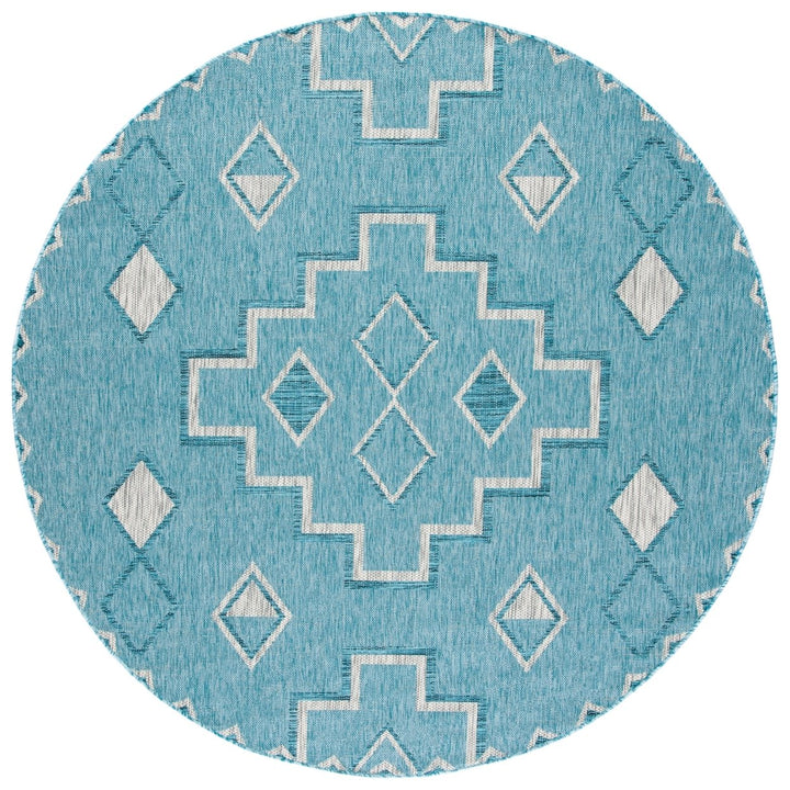 SAFAVIEH Outdoor CY8533-37121 Courtyard Aqua / Grey Rug Image 1