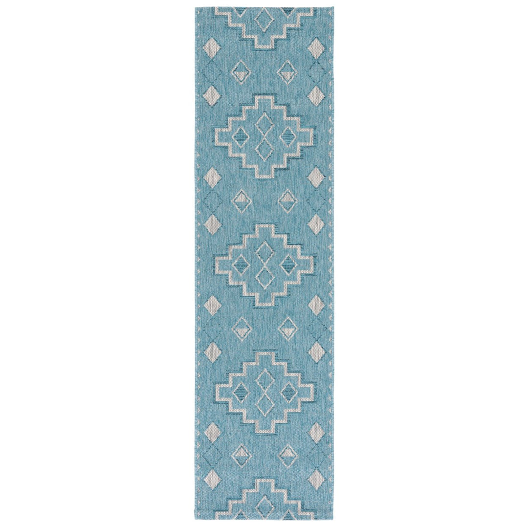 SAFAVIEH Outdoor CY8533-37121 Courtyard Aqua / Grey Rug Image 1