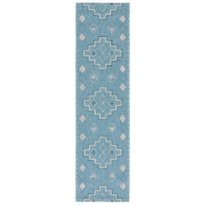 SAFAVIEH Outdoor CY8533-37121 Courtyard Aqua / Grey Rug Image 1