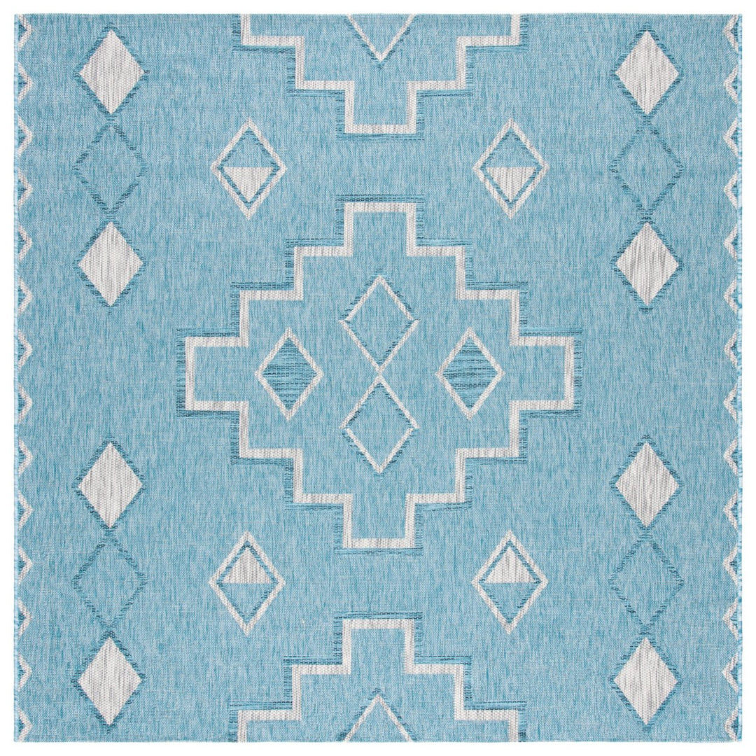 SAFAVIEH Outdoor CY8533-37121 Courtyard Aqua / Grey Rug Image 1