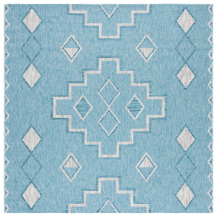 SAFAVIEH Outdoor CY8533-37121 Courtyard Aqua / Grey Rug Image 1