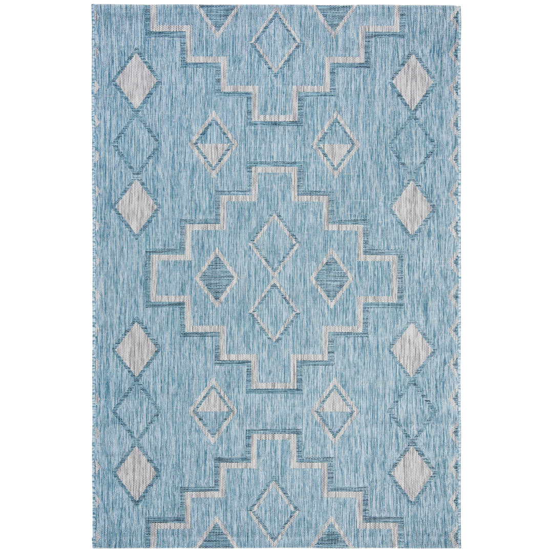 SAFAVIEH Outdoor CY8533-37121 Courtyard Aqua / Grey Rug Image 1