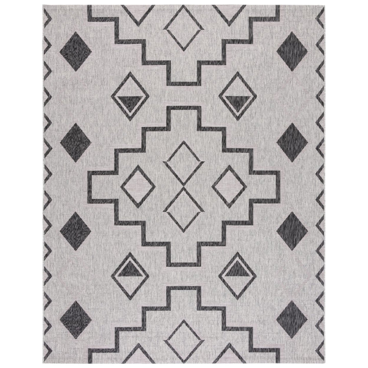 SAFAVIEH Outdoor CY8533-37612 Courtyard Grey / Black Rug Image 1