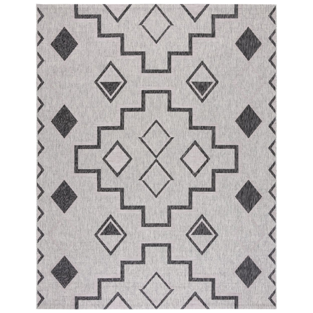 SAFAVIEH Outdoor CY8533-37612 Courtyard Grey / Black Rug Image 1