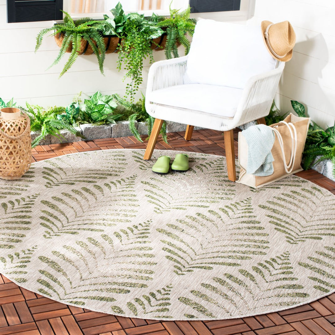 SAFAVIEH Outdoor CY8545-37912 Courtyard Beige / Green Rug Image 2