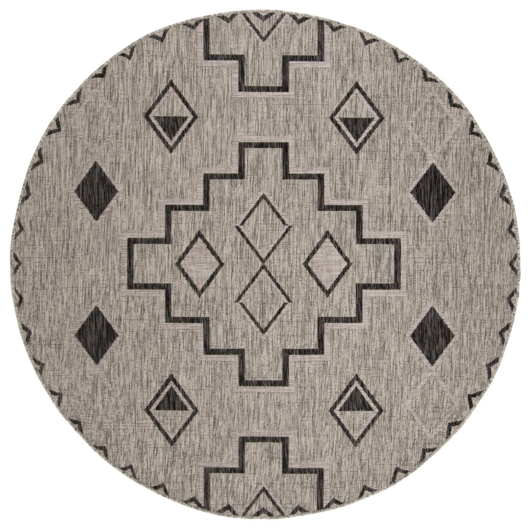 SAFAVIEH Outdoor CY8533-37612 Courtyard Grey / Black Rug Image 1