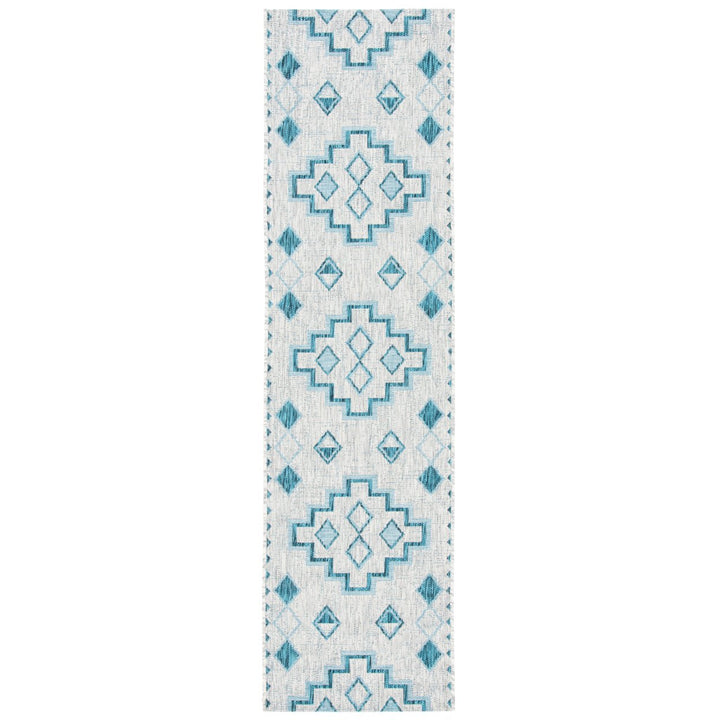 SAFAVIEH Outdoor CY8533-37212 Courtyard Grey / Teal Rug Image 1