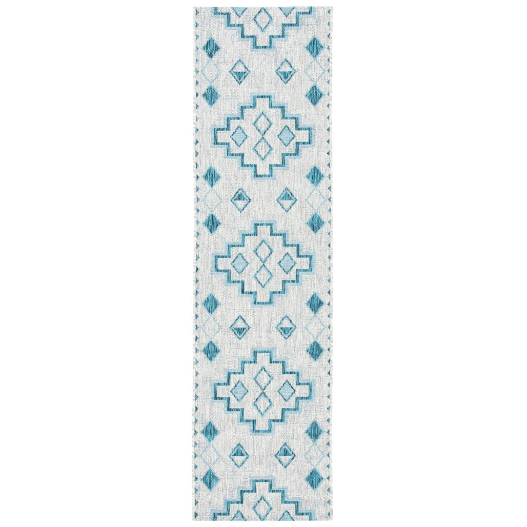 SAFAVIEH Outdoor CY8533-37212 Courtyard Grey / Teal Rug Image 1