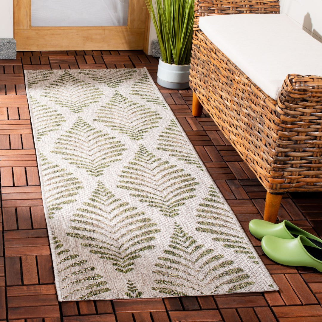 SAFAVIEH Outdoor CY8545-37912 Courtyard Beige / Green Rug Image 3