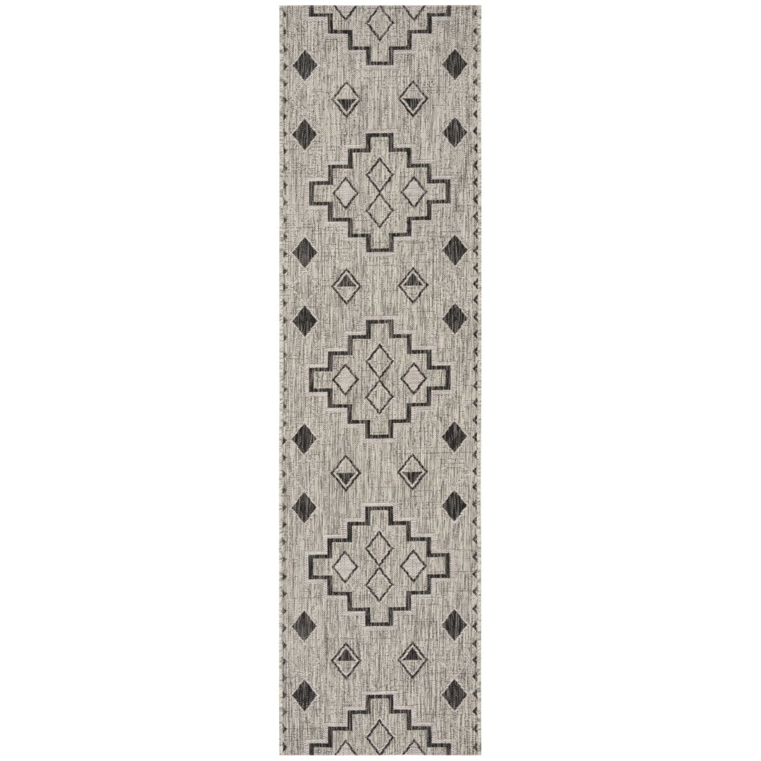 SAFAVIEH Outdoor CY8533-37612 Courtyard Grey / Black Rug Image 1