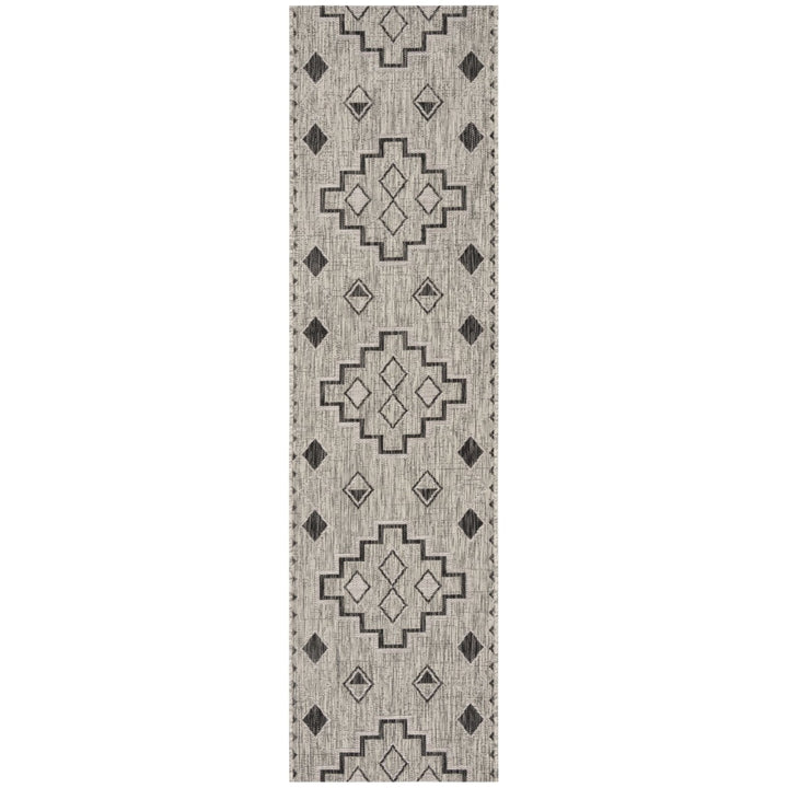 SAFAVIEH Outdoor CY8533-37612 Courtyard Grey / Black Rug Image 1