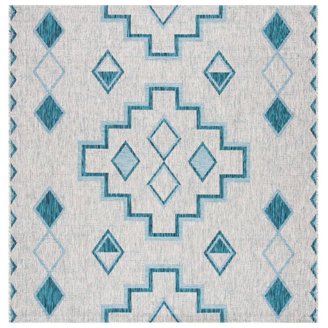 SAFAVIEH Outdoor CY8533-37212 Courtyard Grey / Teal Rug Image 1