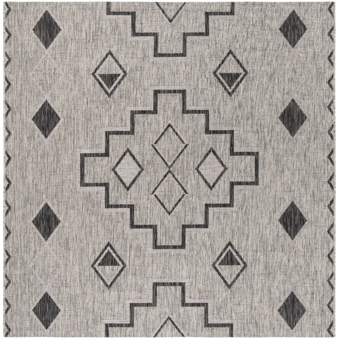 SAFAVIEH Outdoor CY8533-37612 Courtyard Grey / Black Rug Image 1