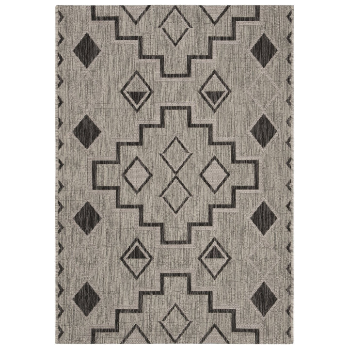 SAFAVIEH Outdoor CY8533-37612 Courtyard Grey / Black Rug Image 1