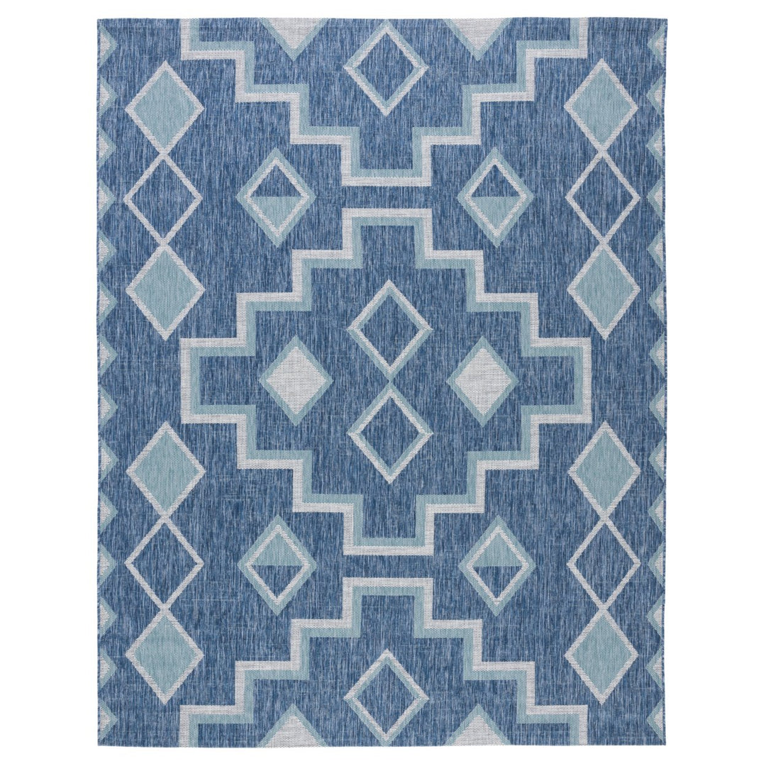 SAFAVIEH Outdoor CY8533-39421 Courtyard Navy / Aqua Rug Image 1