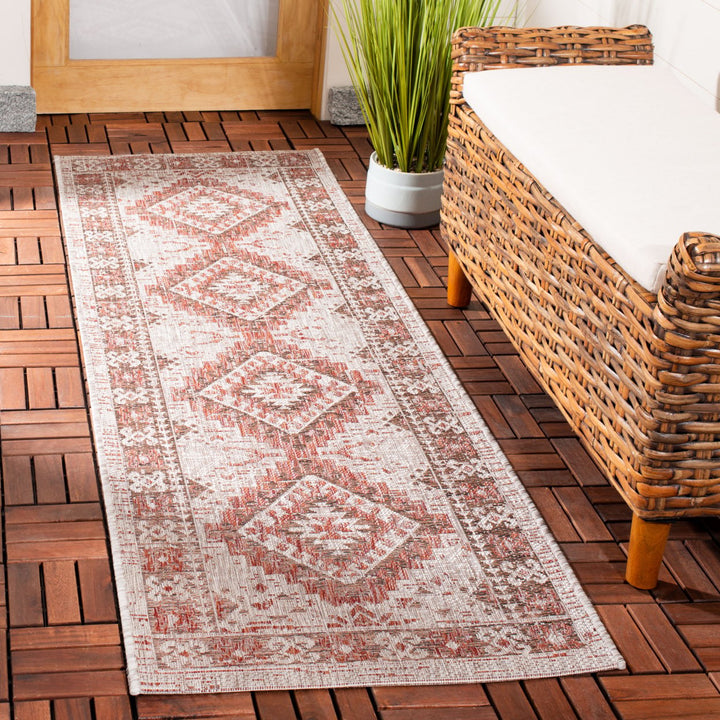 SAFAVIEH Outdoor CY8546-36512 Courtyard Beige / Red Rug Image 3